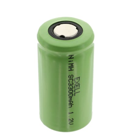 Exell Battery 1.2V  SubC Rechargeable Flat Top Battery for LED Lights, Tools, Meters EBC-533-0